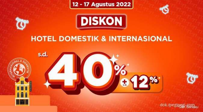 Promo PegiPegi Time Merdeka, Diskon Hotel Domestik & Internasional s.d 40% + 12%