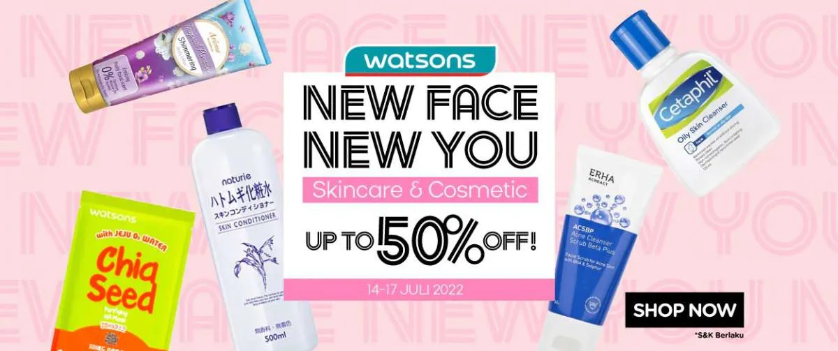 Promo Skincare dan Kosmetik di Watsons, Diskon s/d 50% Berlaku 14-17 Juli 2022