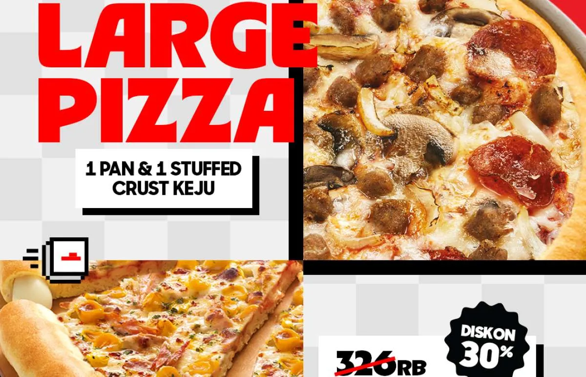 Promo Pizza Hut Setiap Hari Senin-Kamis, 2 Large Pizza Diskon 30%