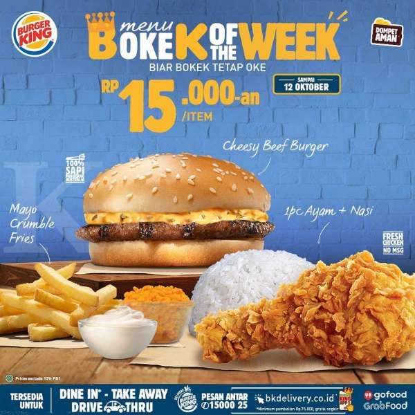 Promo Burger King periode 1-12 Oktober 2020