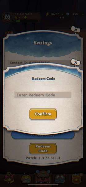 Tampilan menu Redeem Code di Acecraft