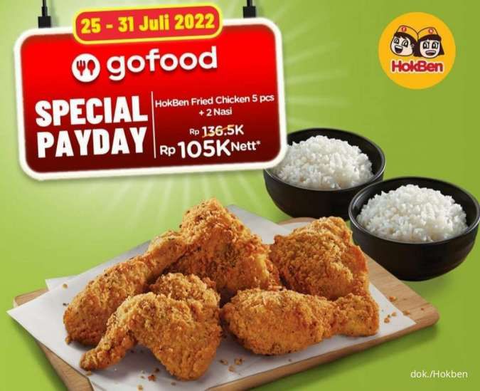 Promo Payday Hokben 25-31 Juli 2022, Beli 5 Ayam dan 2 Nasi Kini Lebih Hemat