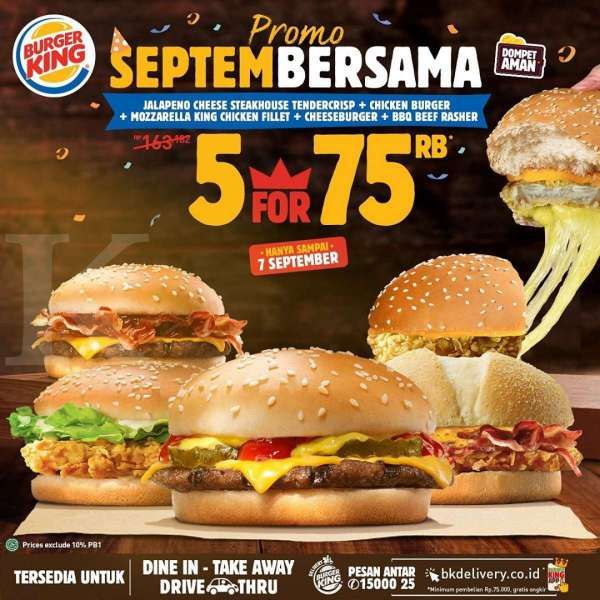 Promo Burger King ‘Septembersama’ 1-7 September 2020 