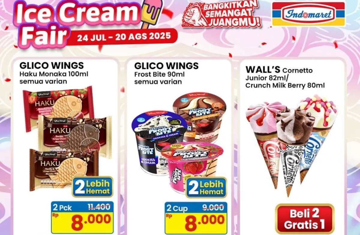 Promo Es Krim di Indomaret Bulan Agustus 2025, Ada Cornetto Beli 2 Gratis 1