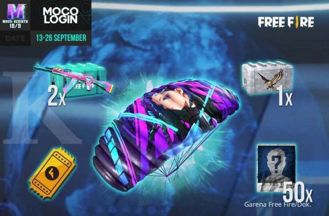 Cara mendapatkan skin parasut Moco Wings Free Fire gratis, cukup login 6 hari!