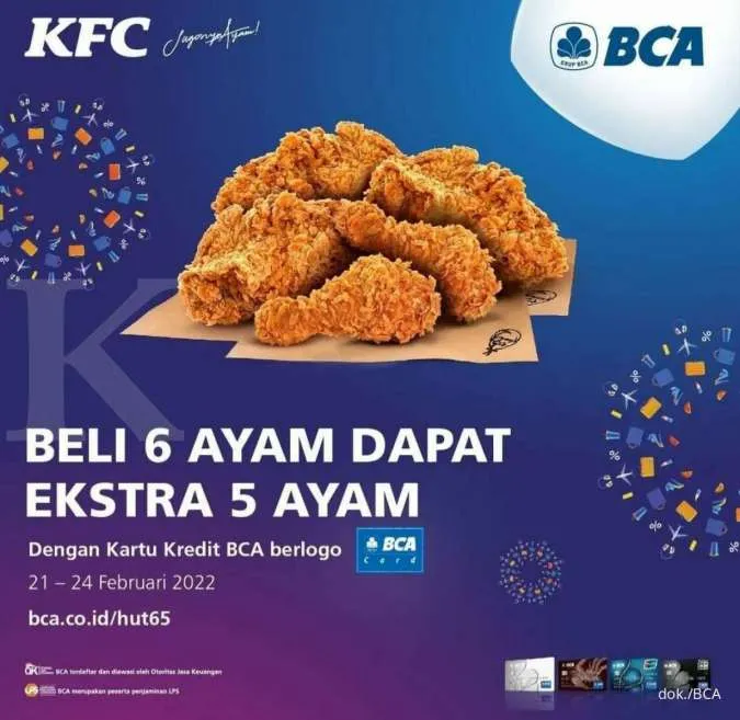 Promo KFC Beli 6 Ayam Dapat Ekstra 5 Ayam Spesial HUT BCA