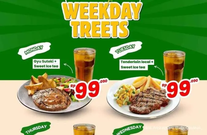 Promo Abuba Steak Weekday Treats Oktober, Paket Steak dan Es Teh Rp 99.000-an