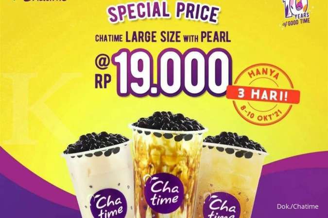 Double- Chatime 8-10 Oktober 2021, Harga Spesial Large Size Rp 19.000 Pearl & Popcan