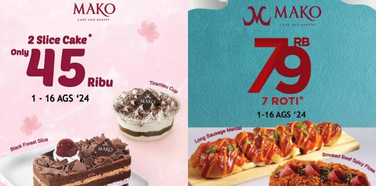Promo Mako Bakery Kemerdekaan Beli 7 Roti dan 2 Slice Cake Mulai Rp 45.000