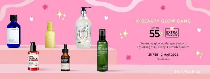 Promo Skincare Korea Beragam Merek Diskon hingga 55%, Berlaku sampai 2 Maret 2022