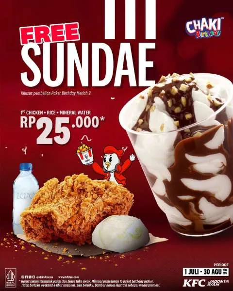 Promo KFC Chaki Birthday Free Sundae