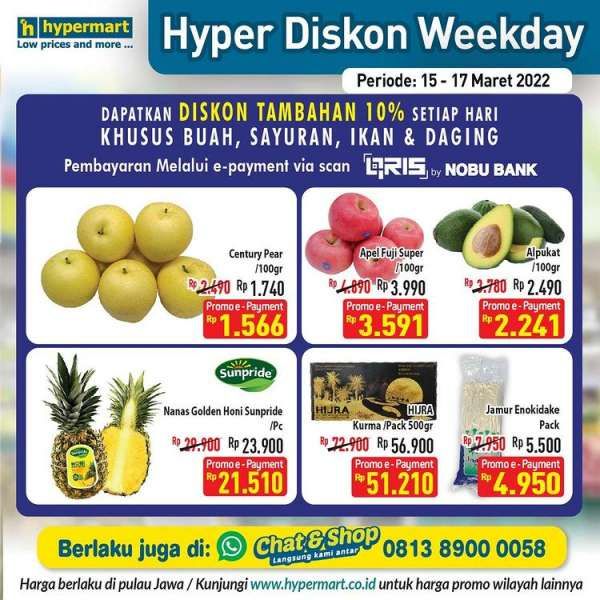 Promo Hypermart Hyper Diskon Weekday 15-17 Maret 2022