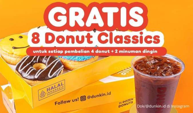 Promo Dunkin 3-5 Juli 2024 Gratis 8 Donut untuk Umum, Berlaku di Outlet Tertentu Ini