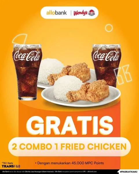 Promo Wendys Allo Bank 2 Combo 1 Fried Chicken