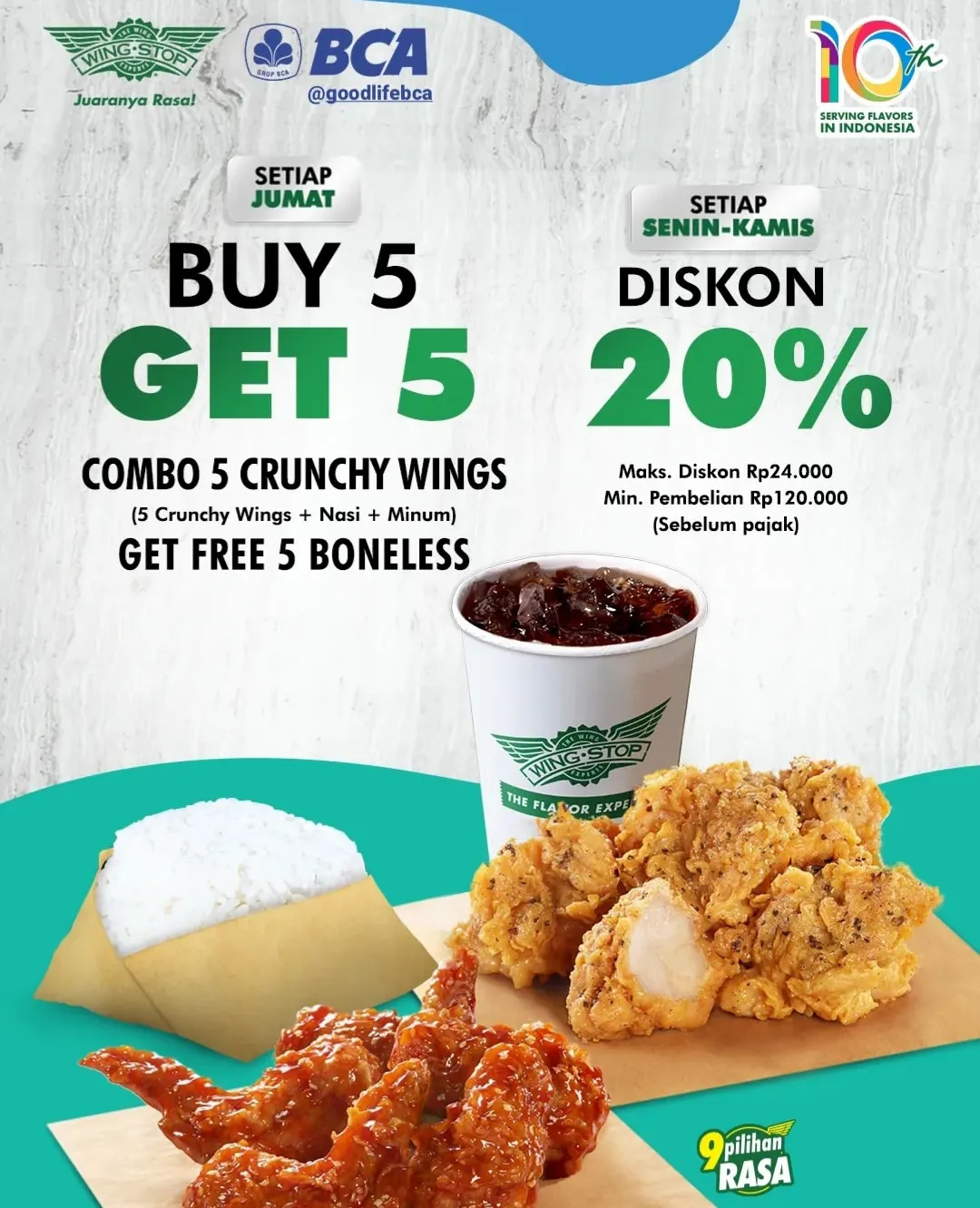 Promo Wingstop di Bank edisi special anniversary Wingstop ke 10