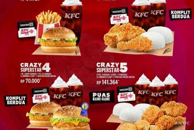 Promo KFC Terbaru Paket Crazy Superstar Hadirkan Menu Ayam dan Voucher Musik Digital