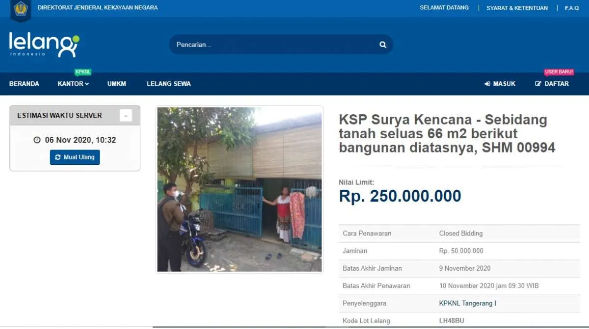 Dibuka, lelang rumah sitaan bank murah, Rp 200-an juta di Tangerang