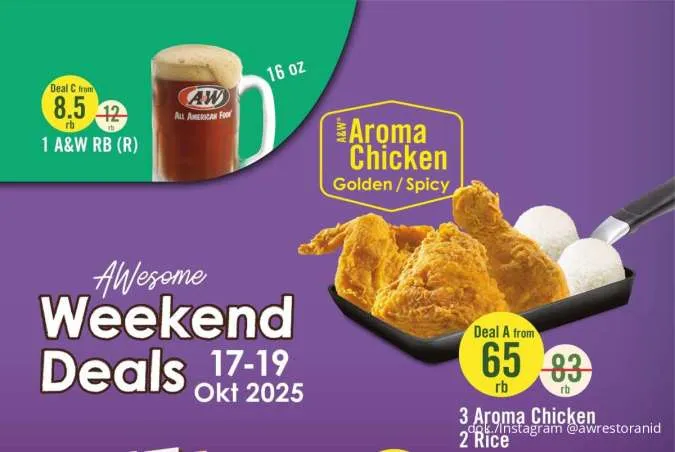 Promo A&W Weekend Deals 3 Hari, Rayakan Weekend dengan Ayam Lezat & Burger Gratis