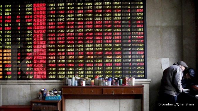 Mayoritas saham perusahaan China turun