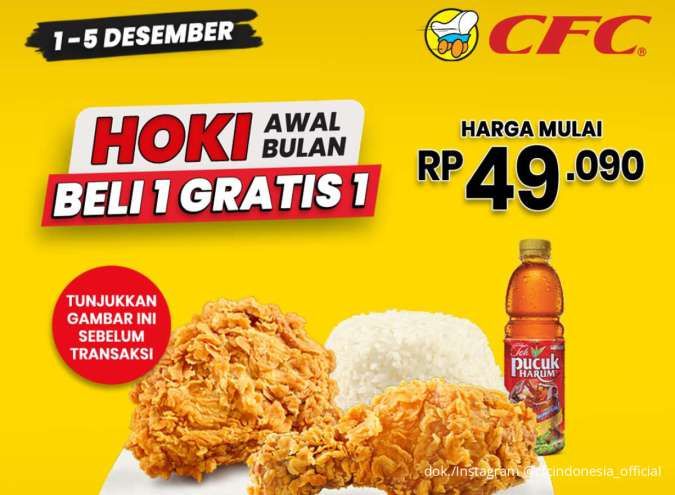 Promo CFC Hoki Awal Bulan Desember, Buy 1 Get 1 Paket Astaga Mulai Rp 49.000-an
