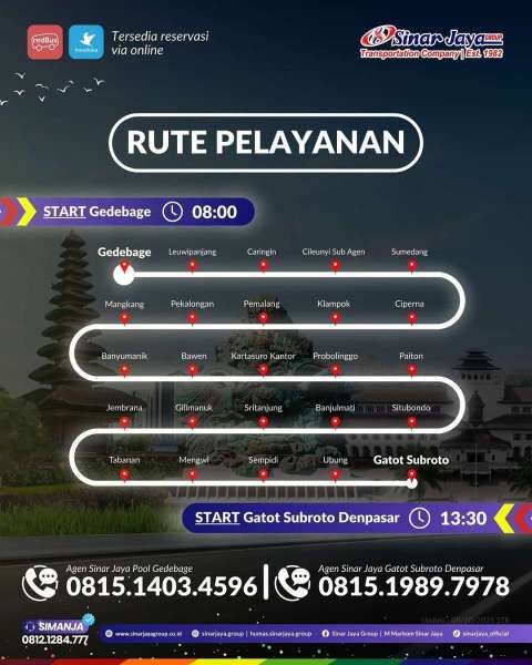Sinar Jaya Sleeper Bus Bandung-Bali 2025