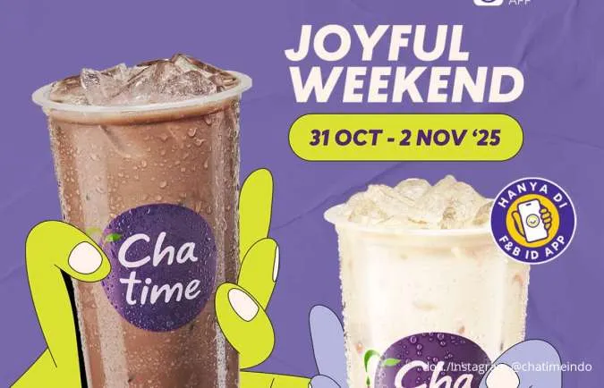 Cuma 3 Hari! Promo Chatime Joyful Weekend, 2 Pilihan Minuman Favorit Cuma Rp 19.000
