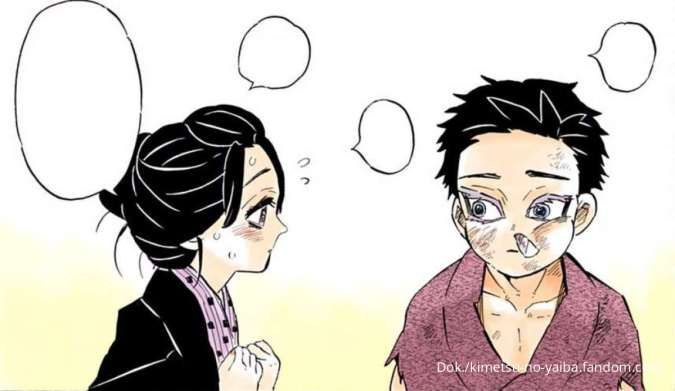Pertemuan Koyuki dan Hakuji di manga Demon Slayer: Kimetsu no Yaiba
