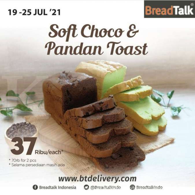 Promo BreadTalk Hari Ini 21 Juli 2021, Roti Panggang Seharga 37 Ribu Aja!