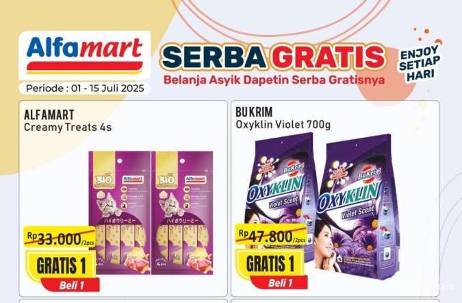 Promo Alfamart Serba Gratis Periode 1-15 Juli 2025, Beli 1 Gratis 1 Detergent-Cokelat