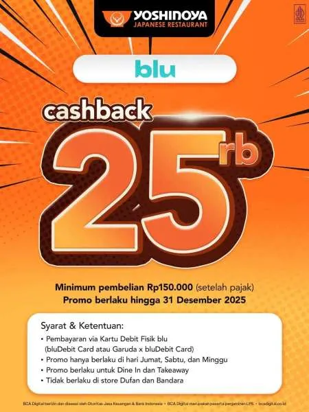Promo Yoshinoya x Blu Cashback Rp 25.000