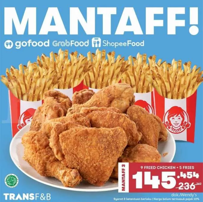 Promo Wendy's Paket Mantaff 3 Khusus Pengguna Kartu Kredit Bank Mega