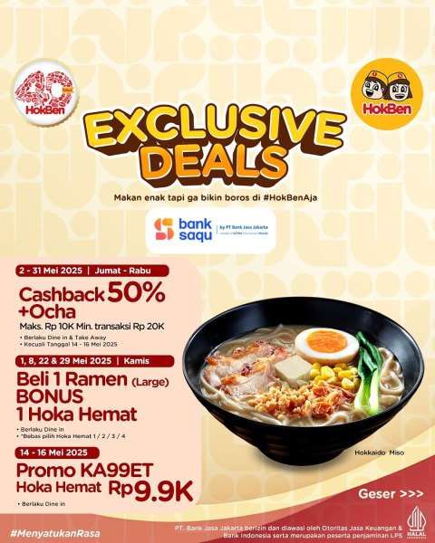 Promo HokBen Bulan Mei 2025 dengan Bank Saqu