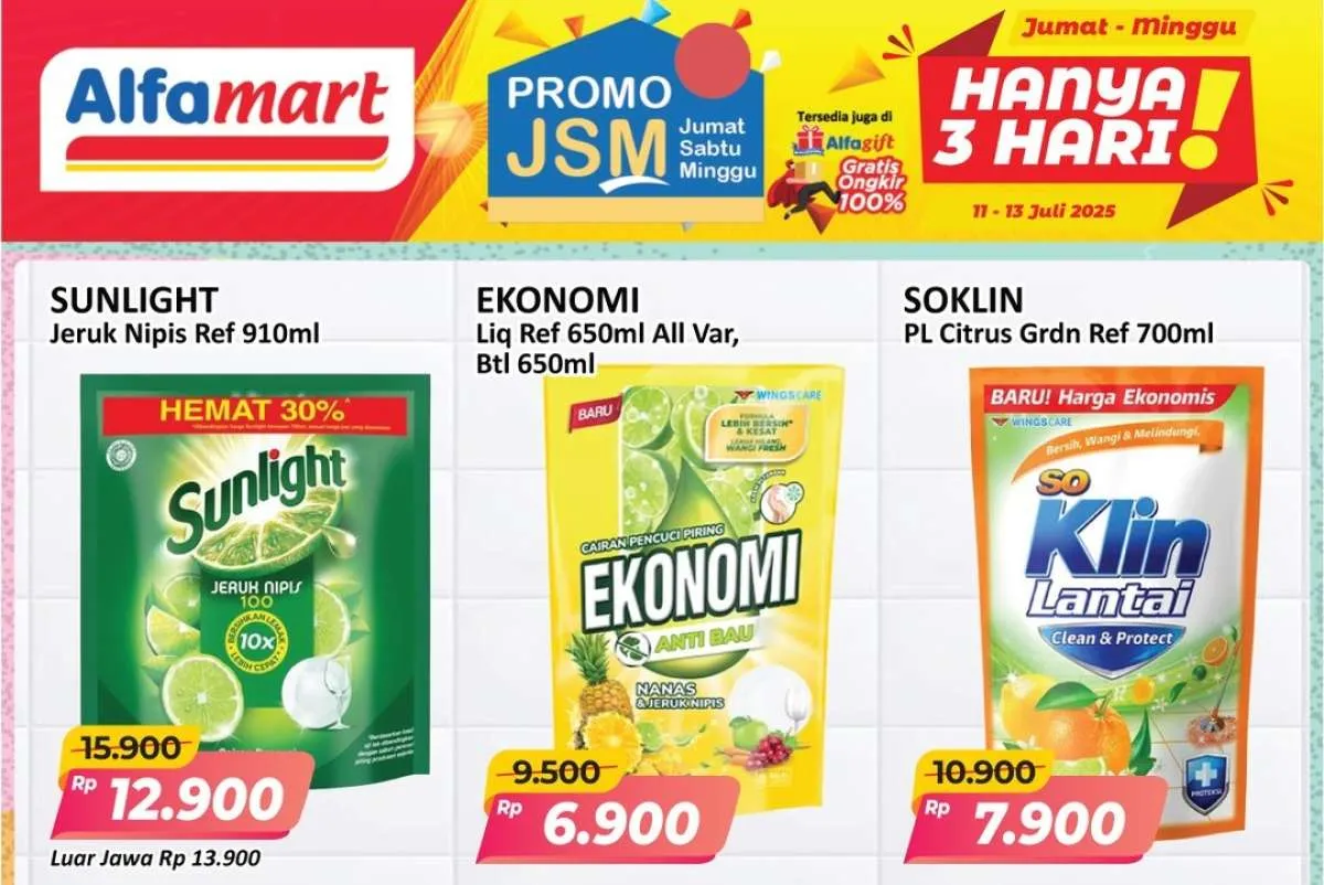 Promo JSM Alfamart 13 Juli 2025, Promo Sabun Ekonomi & Sunlight Sampai Minggu