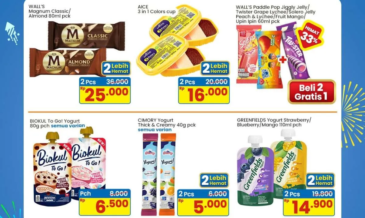 Promo Indomaret Super Hemat 1-10 Desember 2025, Beli 2 Gratis 1 Aneka Es Krim Wall's