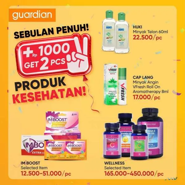 Promo Guardian +1000 Get 2 Pcs Periode 22 September-19 Oktober 2022