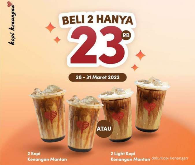 Promo Kopi Kenangan 28-31 Maret 2022, Beli 2 Kenangan Mantan Cuma Rp 23.000