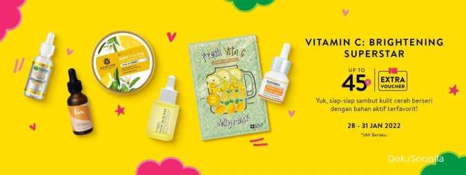 Promo Skincare Vitamin C dan Brightening Diskon hingga 45%, Berlaku Sampai Hari Ini