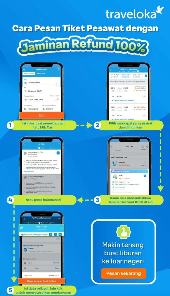 Traveloka Tambah Fitur 100% Refund Guarantee untuk Penerbangan Internasional