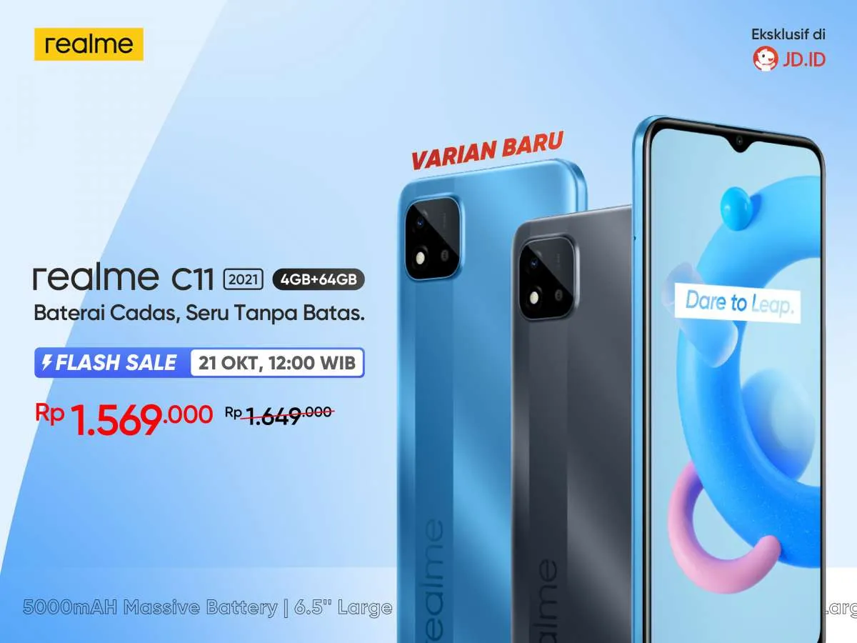 Harga Rp 1 jutaan, baterai tahan 43 jam, ini spesifikasi realme C11 varian baru