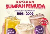 Spesial Generasi 1995-2009, Nikmati Promo Chatime Sumpah Pemuda Cuma Rp 19.000/Cup