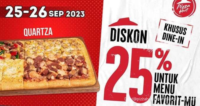 Promo Pizza Hut Terbaru 26 September 2023, Lezatnya Pizza Quartza dengan Diskon 25%