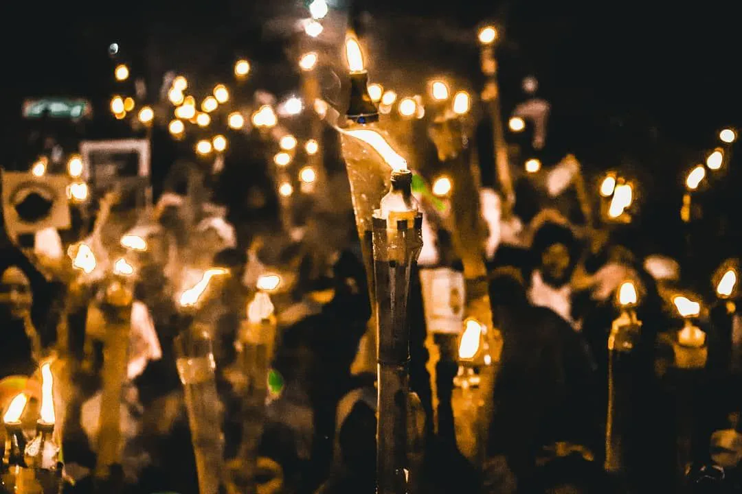 Pawai obor takbiran malam lebaran idul fitri