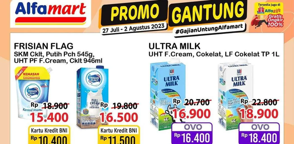 Harga Promo Alfamart Gajian Untung 1 Agustus 2023, Gratis Ongkir 100% di Alfagift