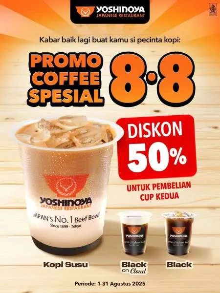 Promo Spesial 8.8 Yoshinoya Coffee Diskon 50%