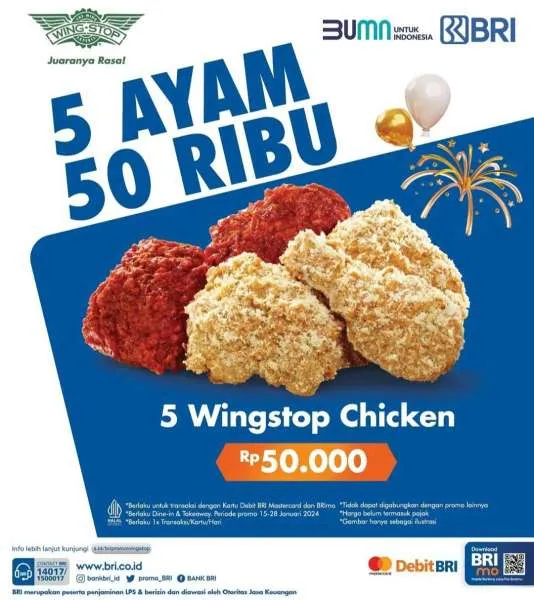 Promo Wingstop x BRI: 5 Ayam besar Rp 50.000