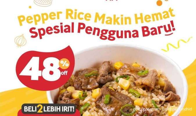 Promo Pepper Lunch Pengguna Boga App, 2 Beef & Cheese Pepper Rice Extra Diskon 40%