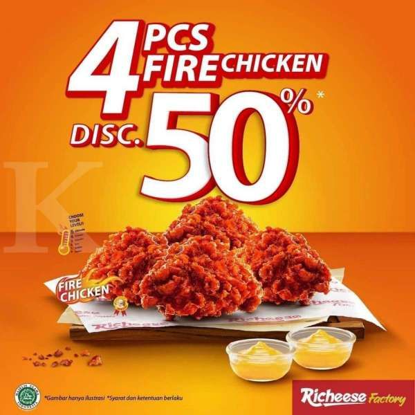 Promo Richeese Factory 20 Januari 2021, 4 fire chicken mulai dari Rp 38.182!