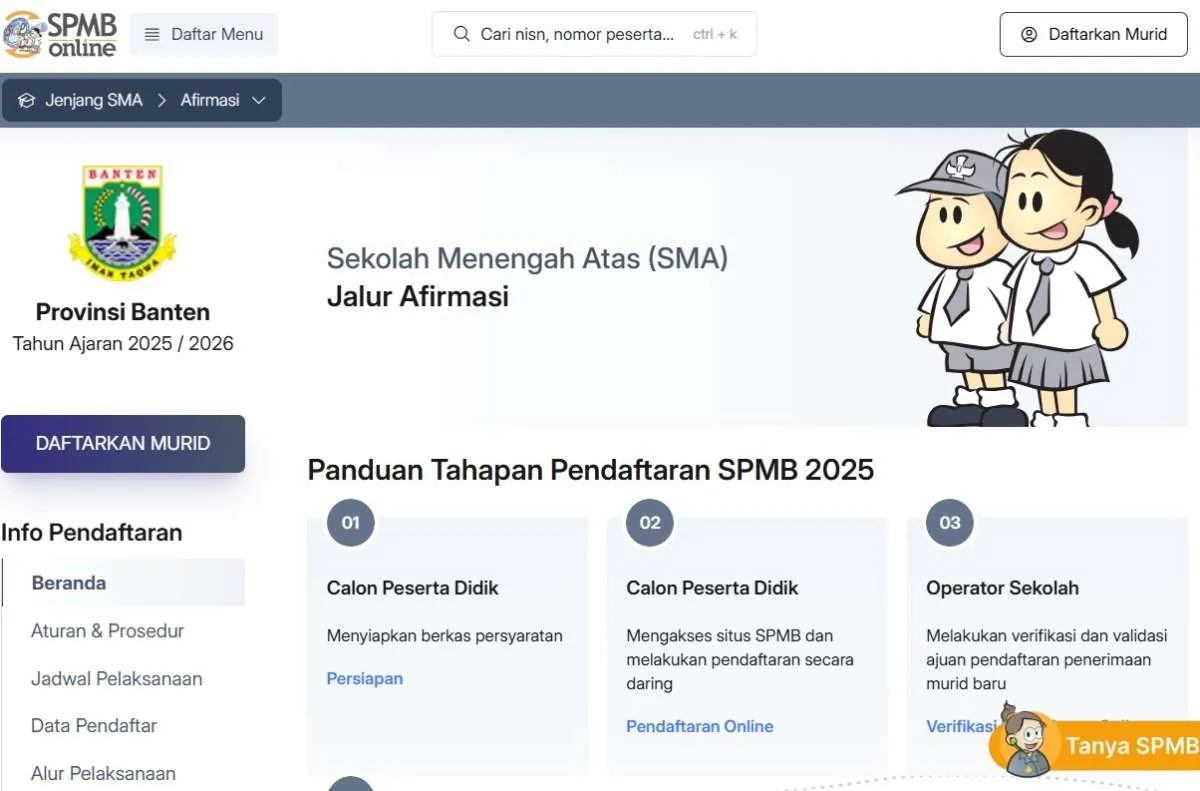 Link Pengumuman Hasil SPMB 2025 SMA/SMK Banten Jalur Domisili dan Lainnya