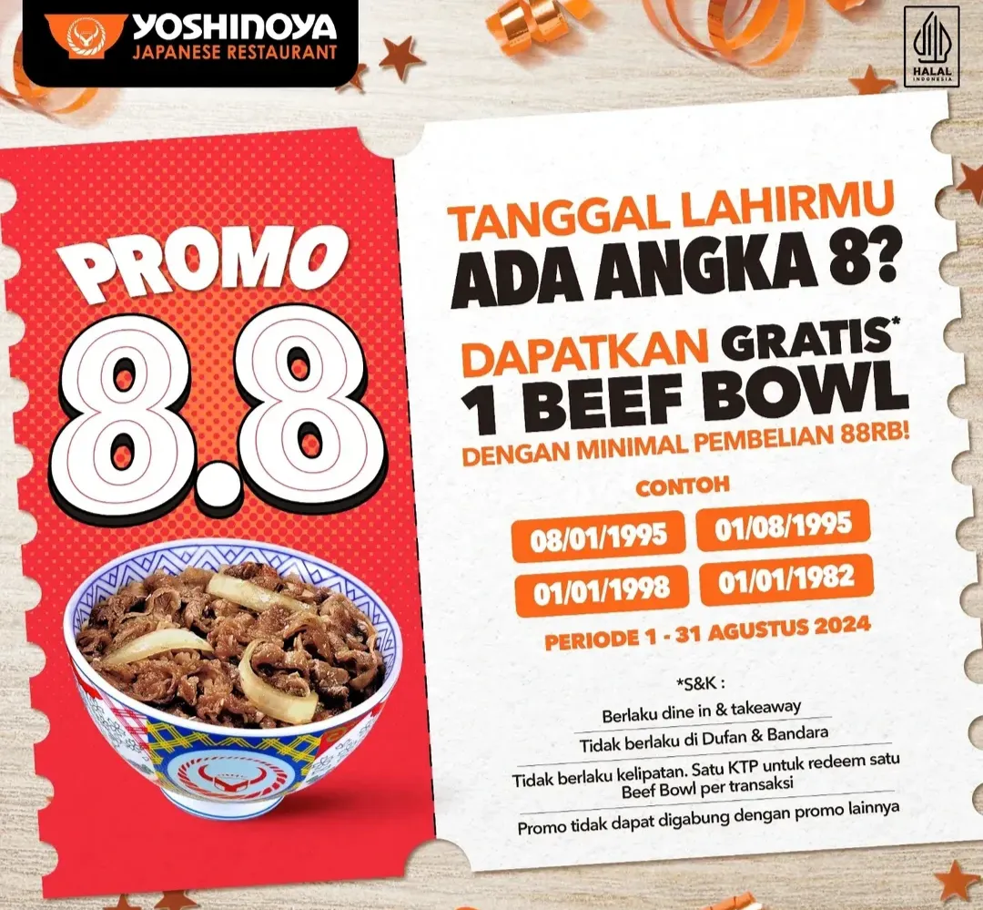 Promo 8.8 Yoshinoya Agustus 2024