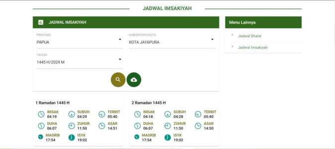 Jadwal Imsakiyah Kota Jayapura Hari Ini (26/3) Ramadan 2024 dari Kemenag